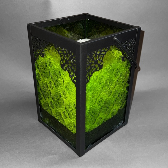 Pier 1 Metal and Green Glass Lantern - Picture 4 of 8